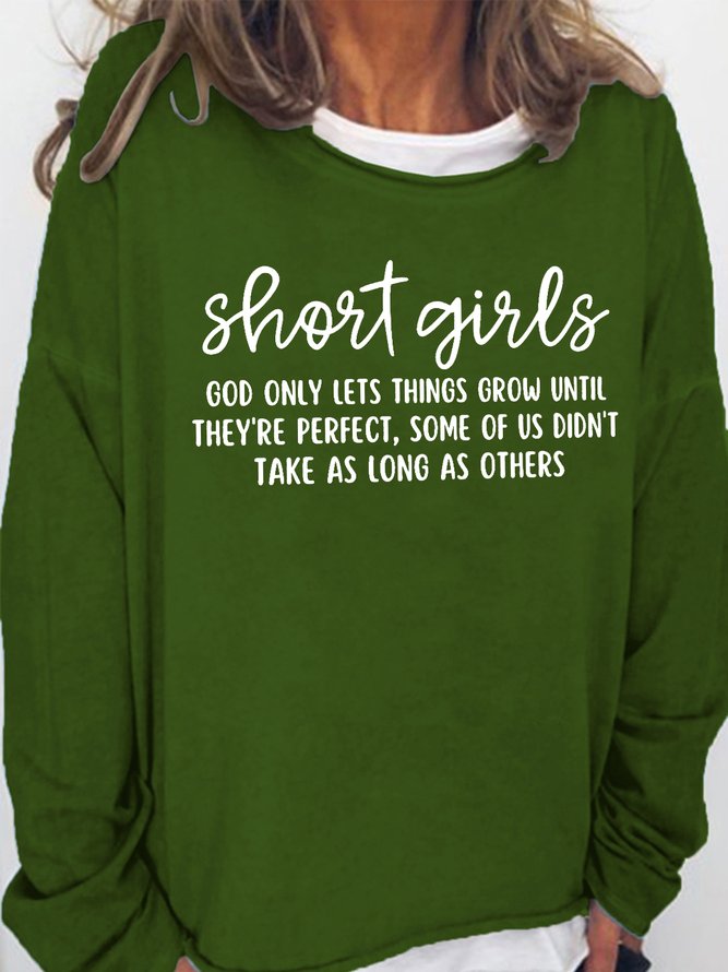 Woem Women's Short Girl God Only Lets Things Grow Until They're Perfect Casual Crew Neck Text Letters Sweatshirts