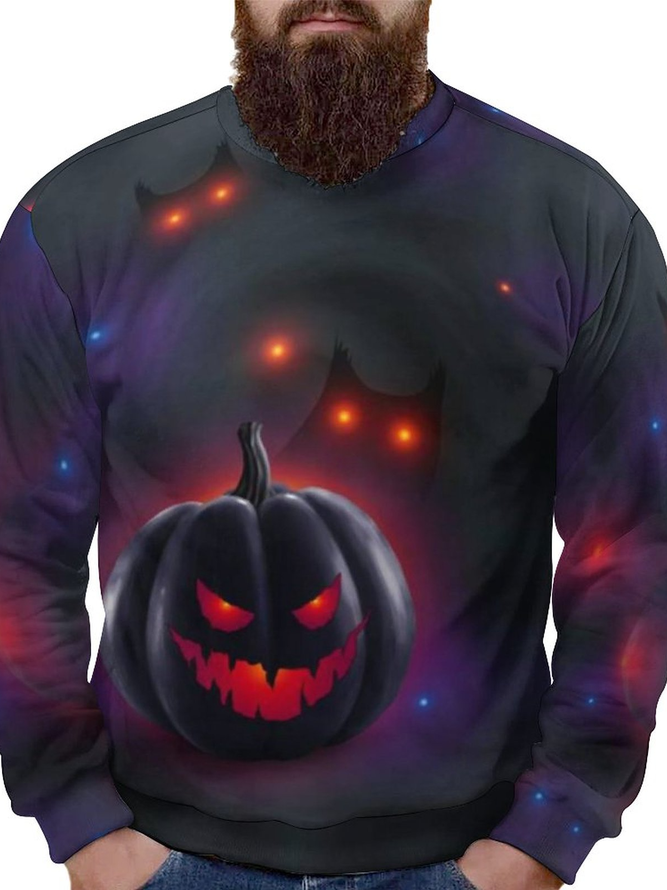 Men's Pumpkin Printing Casual Halloween Sweatshirt