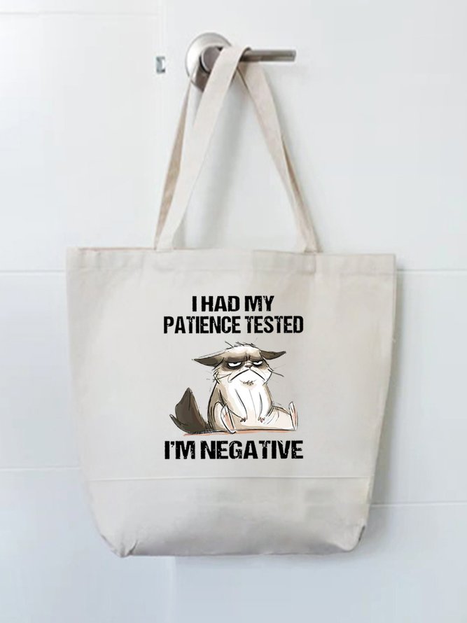 I'm Negative Cat Animal Graphic Shopping Totes