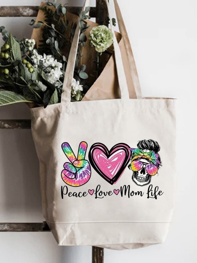 Peace Love Mom Life Shopping Totes