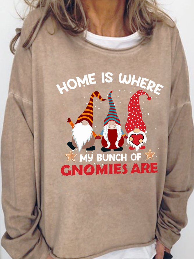 Home Is Where My Brunch Of Gnomies Are Women's Christmas Sweatshirts