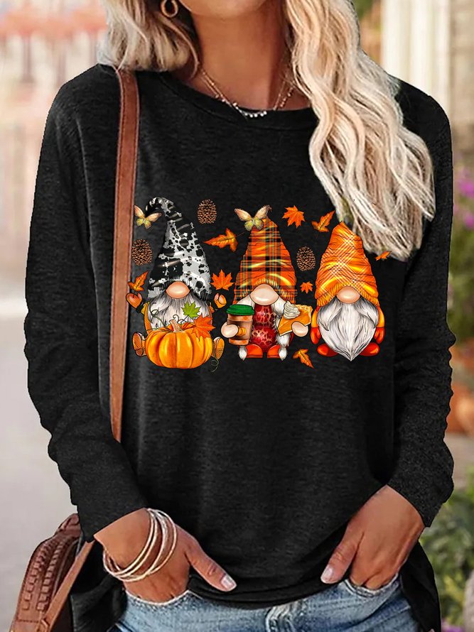 Womens Funny Halloween Letters Crew Neck Tops