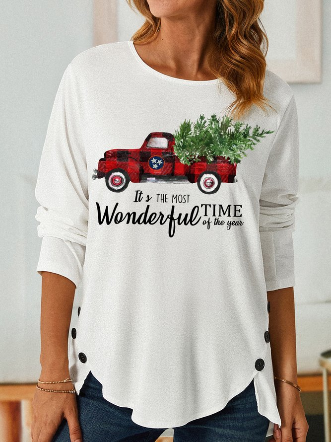 Womens Christmas It‘s Wonderful Time Of This Year Crew Neck Sweatshirts