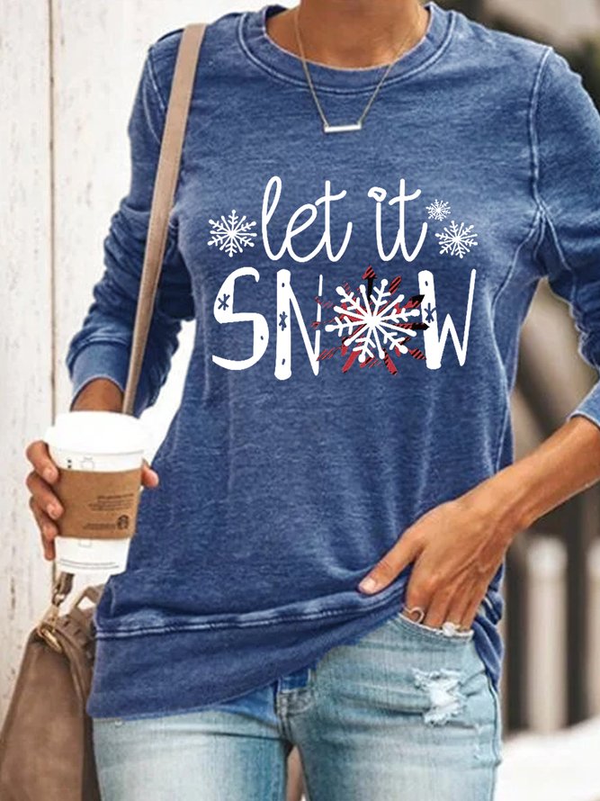 Women Funny Let It Snow Simple Christmas Sweatshirts