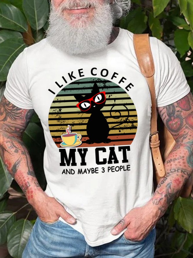 Lilicloth X Y I Like Coffee My Cat And Maybe 3 People Men's T-Shirt