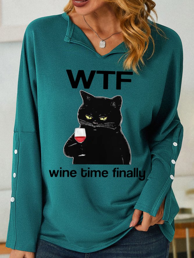 Lilicloth X Kelly WTF Wine Time Finally Women's Cat Sweatshirts