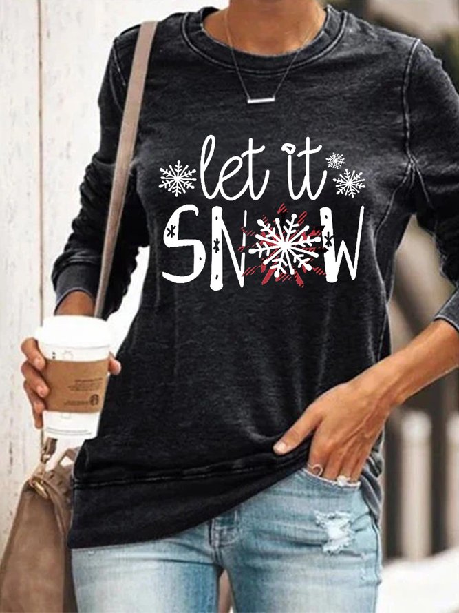 Women Funny Let It Snow Simple Christmas Sweatshirts
