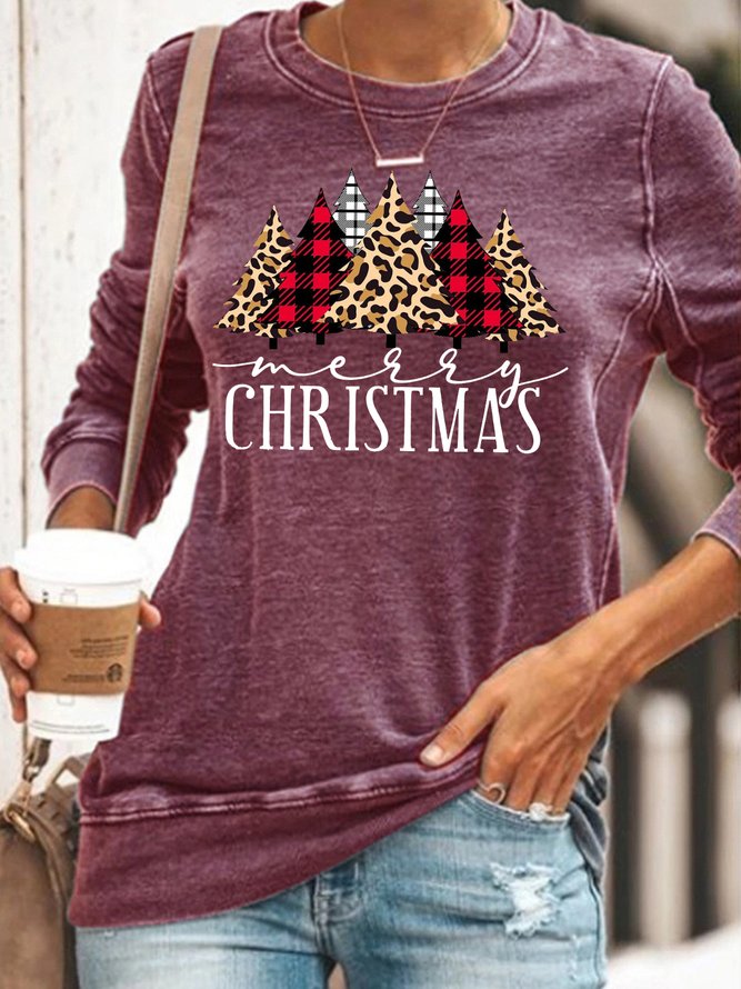 Womens Buffalo Plaid Christmas Casual Sweatshirts