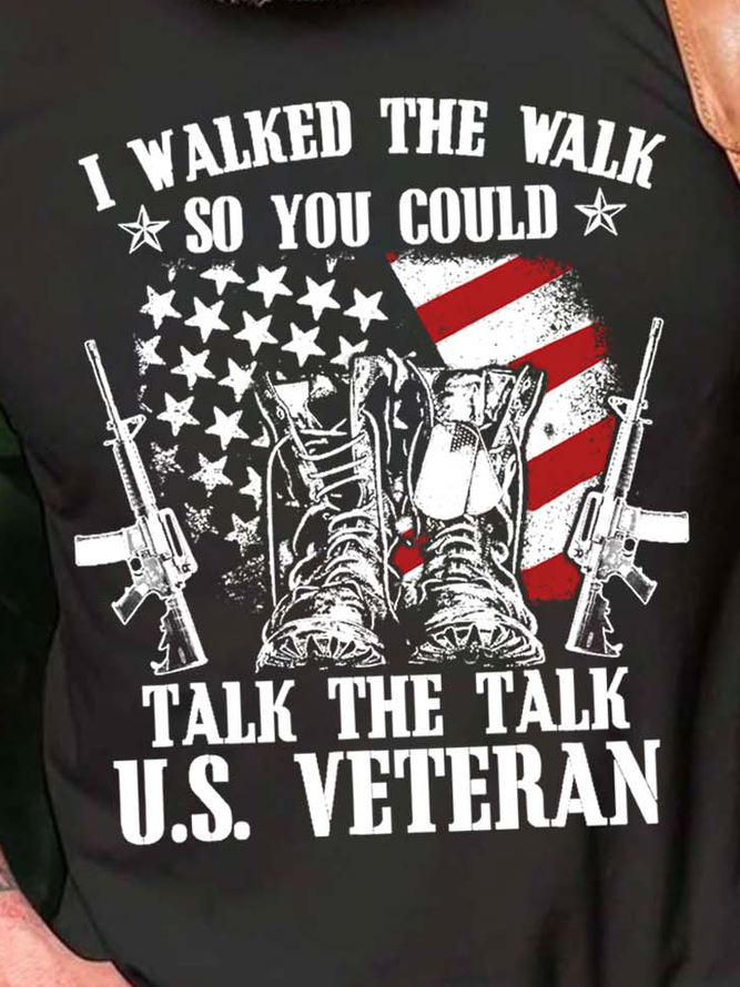 Men Talk And Talk Veteran Letters Fit T-Shirt