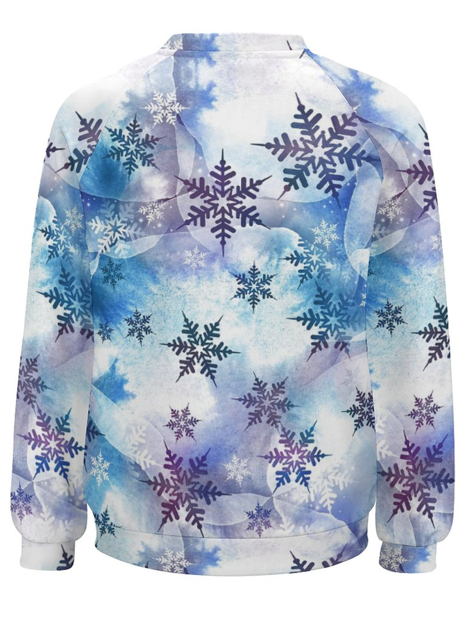 Snowflake Raglan Sleeve Loose Casual Christmas Sweatshirts