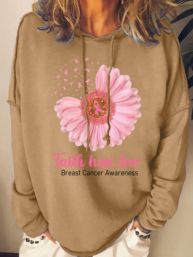 Faith Hope Love Breast Cancer Awareness Pink Day Women's Hoodie Sweatshirts