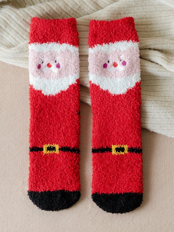 Christmas Santa Over The Calf Socks