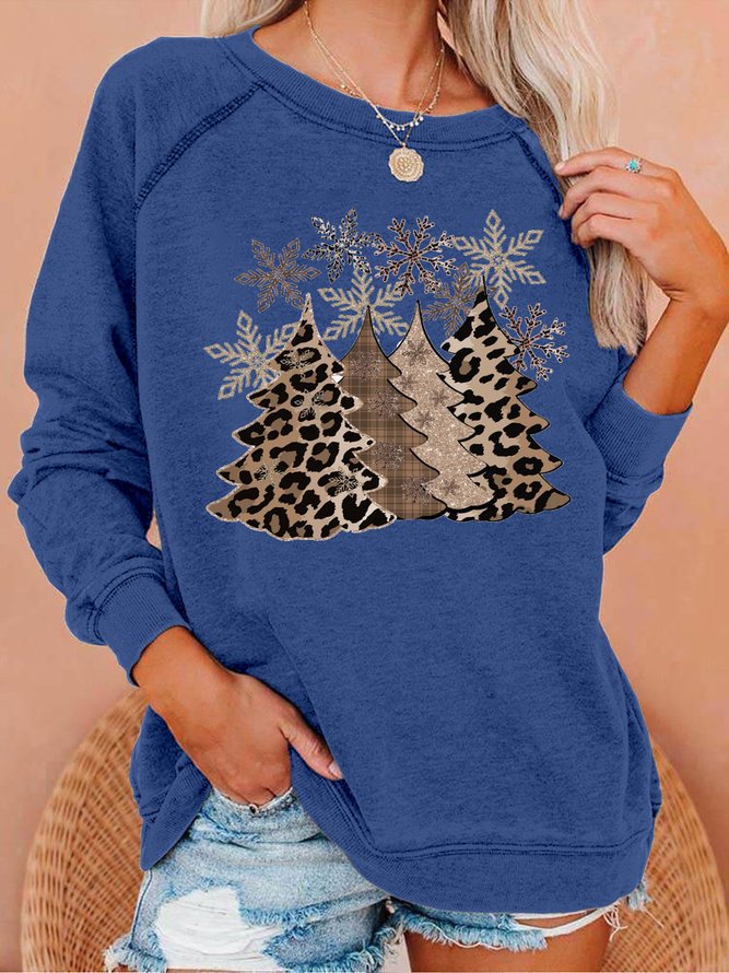 Women's Christmas Tree Snowflakes Regular Fit Casual Sweatshirts