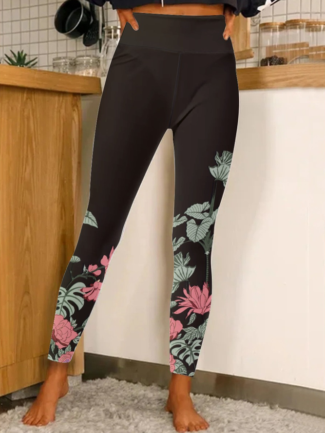 Lilicloth x Iqs Floral Painting Women's Tummy Control Leggings