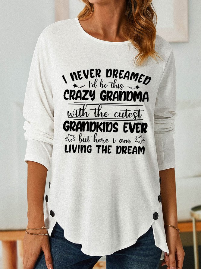 Funny Grandma Text Letters Loose Simple Long sleeve Tops