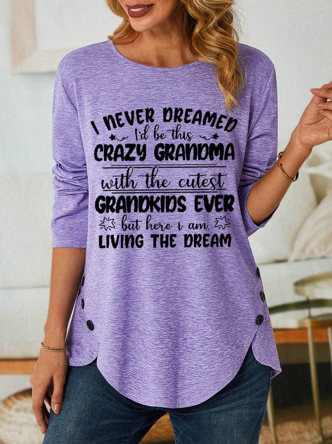 Funny Grandma Text Letters Loose Simple Long sleeve Tops
