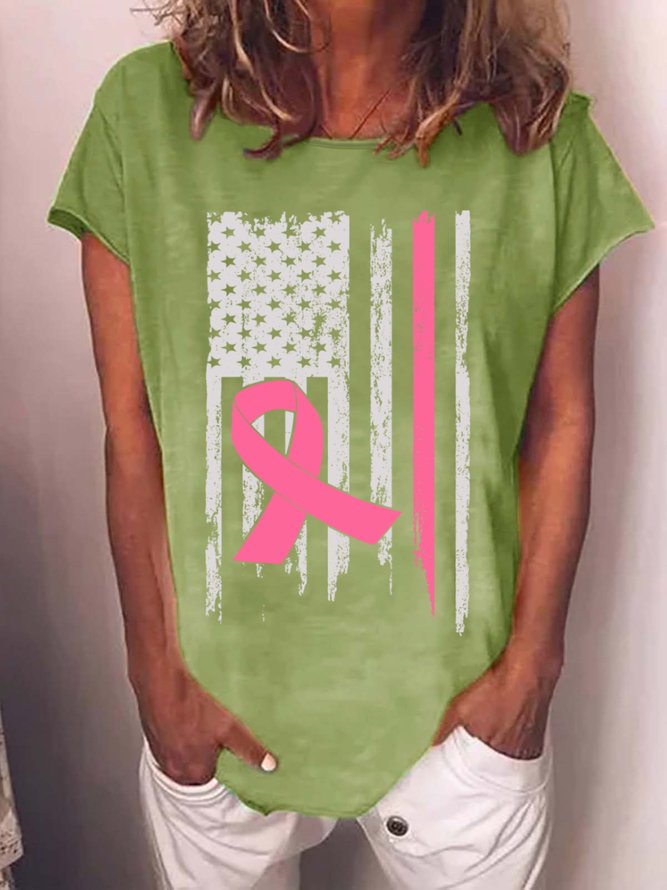 America Flag With Pink Day Women's Breast Cancer Awareness Day T-Shirt