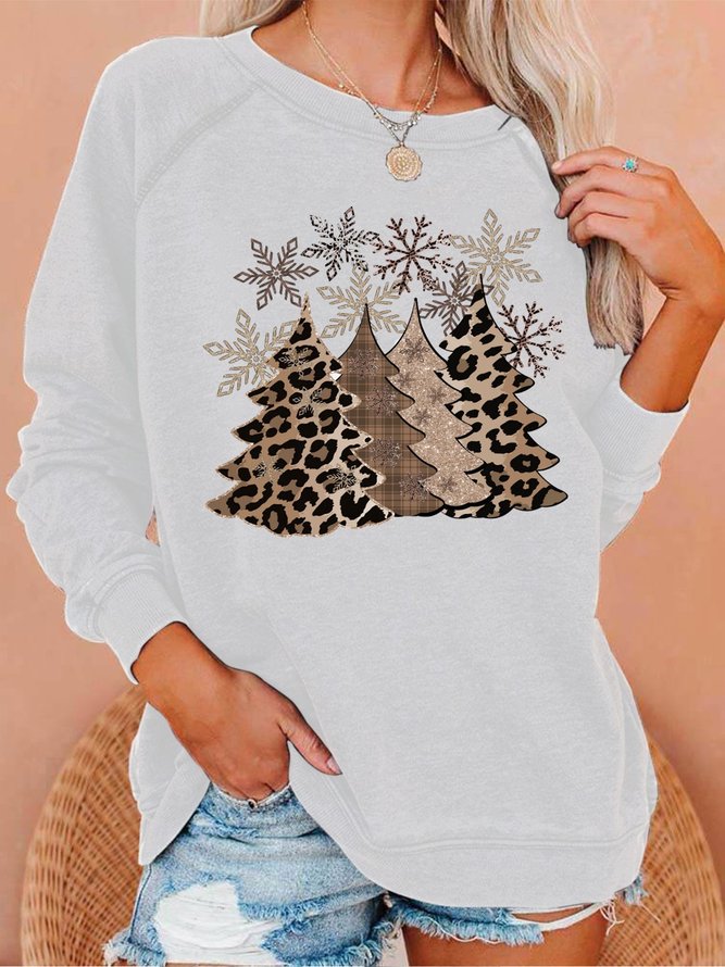 Women's Christmas Tree Snowflakes Regular Fit Casual Sweatshirts