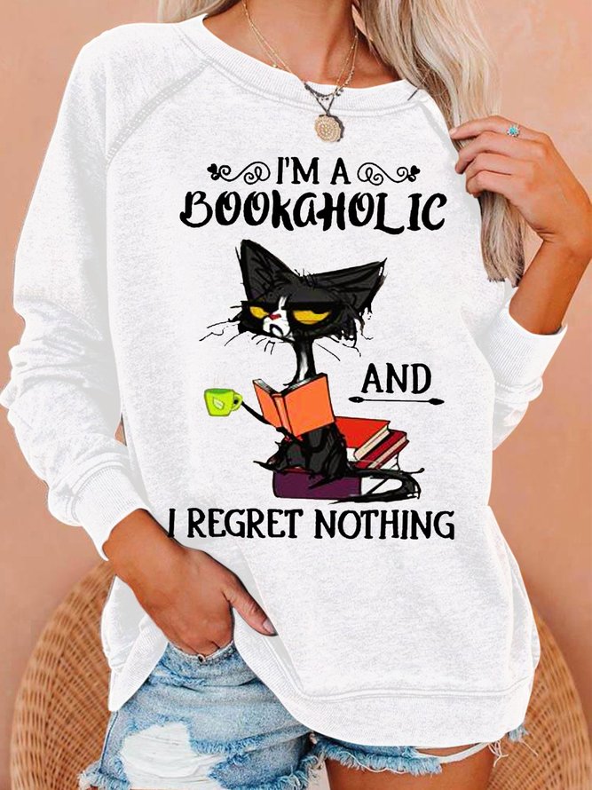 Womens Funny Bookaholic Crew Neck Sweatshirts