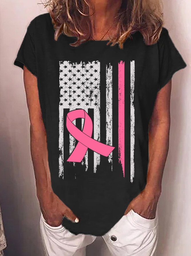 America Flag With Pink Day Women's Breast Cancer Awareness Day T-Shirt