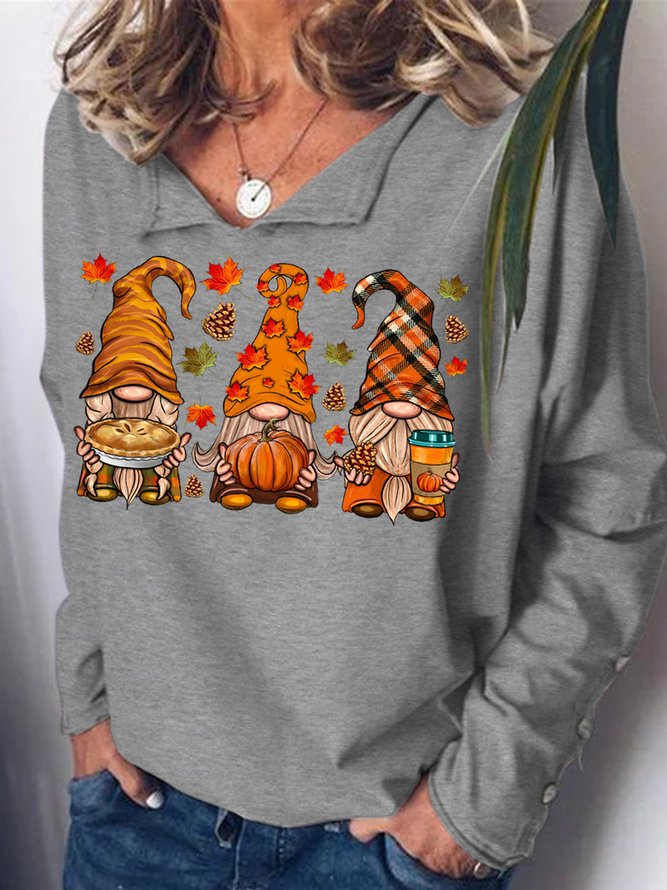 Women Christmas gnomes Fall Letters Sweatshirts