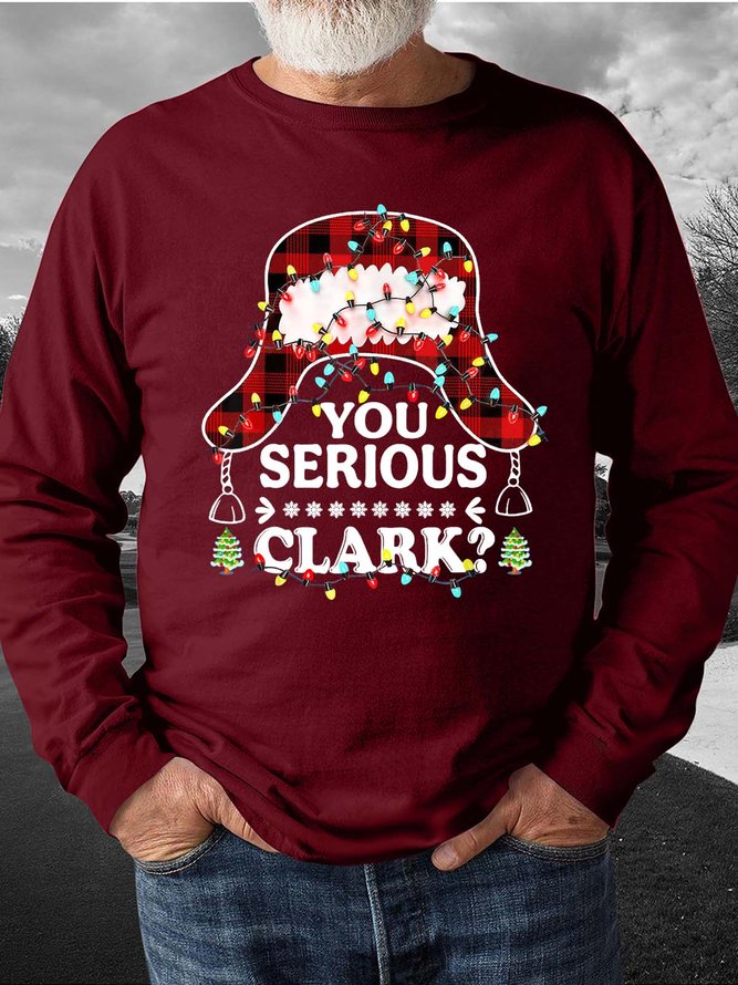 Men Christmas Hat Light You Serious Clark Casual Christmas Sweatshirt