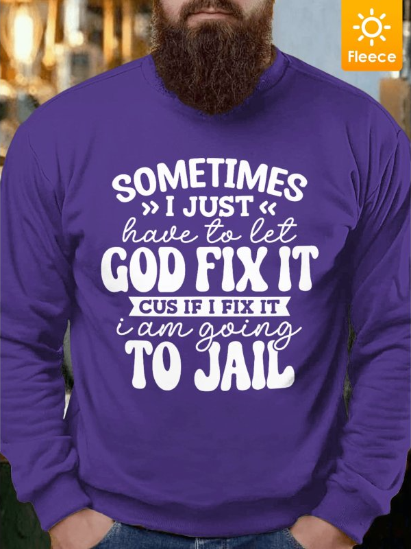 Men Funny Printed Sweatshirt With Fifties Fleece