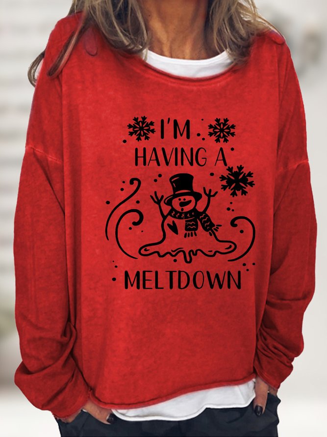 Women's I'm Having A Meltdown Funny Christmas Snowman Casual Sweatshirts