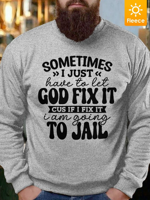 Men Funny Printed Sweatshirt With Fifties Fleece