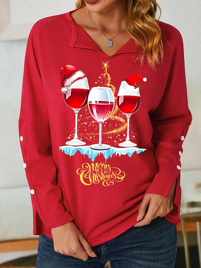 Women Wine Christmas Simple Sweatshirts