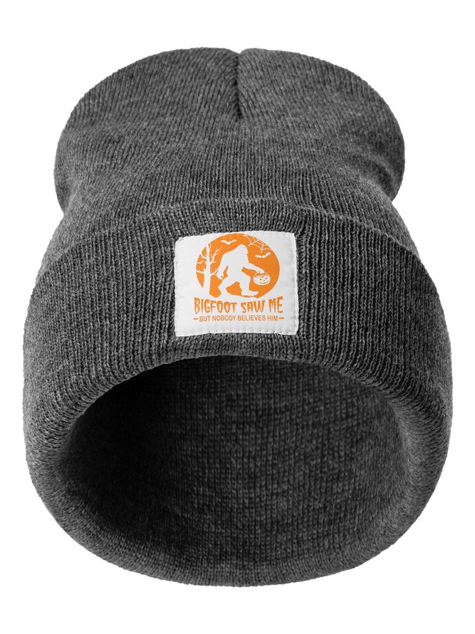 Big Foot Saw Me But Nobody Believes Me Halloween Graphic Beanie Hat