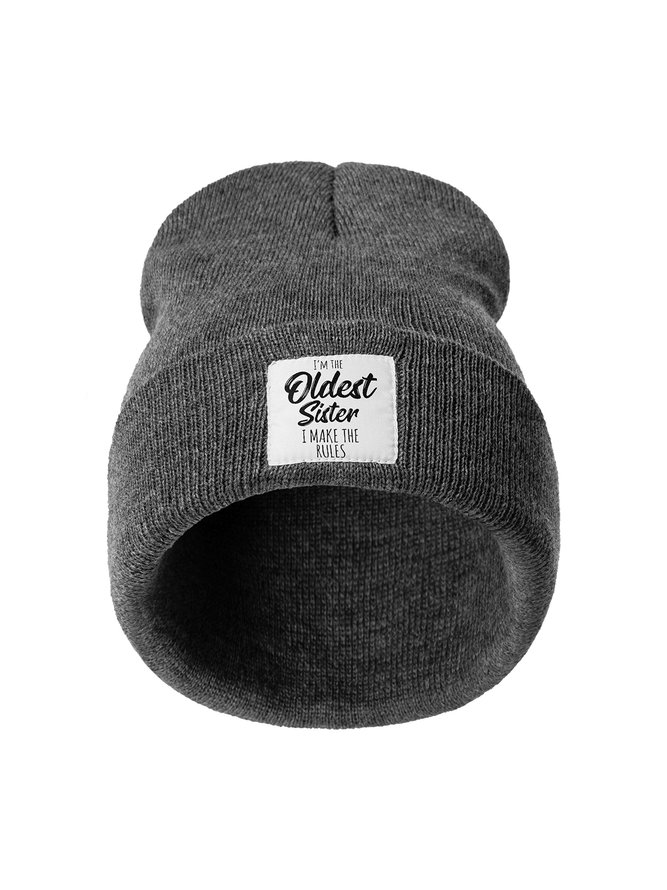 I’m The Oldest Sister Family Text Letter Beanie Hat