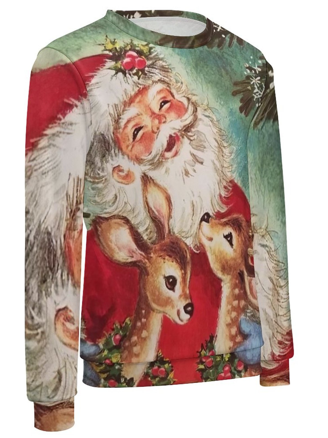 Men's Full-Length Santa Claus Print Christmas Casual Sweatshirt