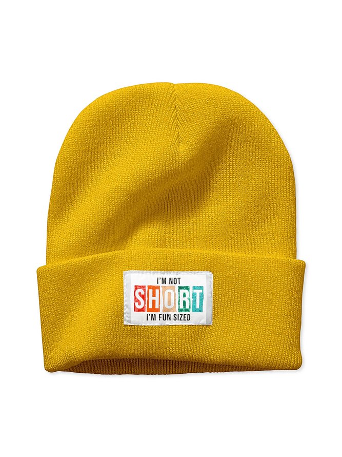 I'm Not Short Girl I'm Fun Size Text Letter Beanie Hat