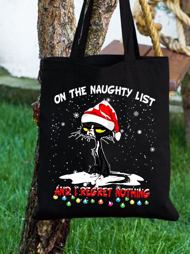 The Naughty Cat Christmas Animal Graphic Shopping Tote