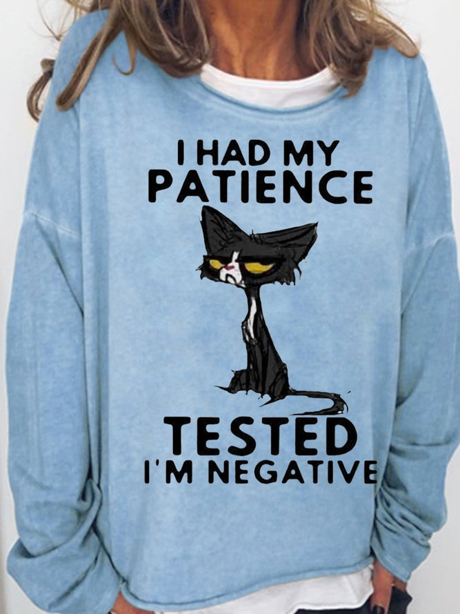 Womens Funny Letter Balck Cat Sweatshirts