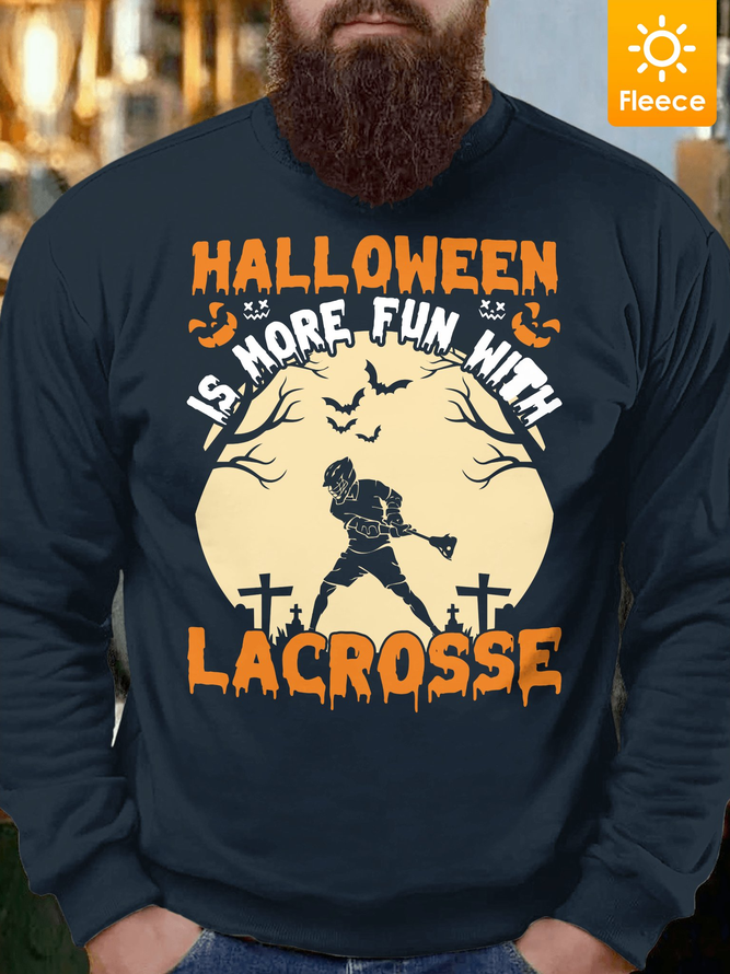 Lilicloth X Jessanjony Halloween Is More Fun With Lacrosse Men's Fleece Sweatshirt