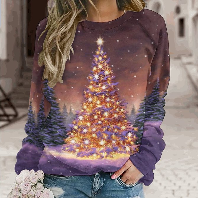 Womens Christmas Tree Casual Sweatshirts
