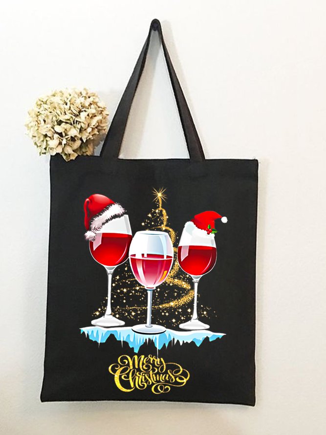 Merry Christmas Glass Shopping Totes