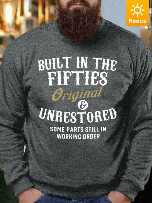 Men's Printed Sweatshirt With Fifties Fleece