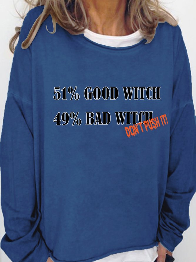 Lilicloth X Hynek Rajtr 51% Good Witch 49% Bad Witch Don't Push It Women's Halloween Sweatshirts