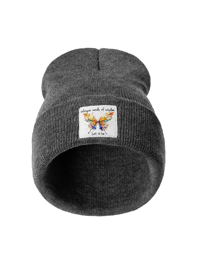 Whisper Words Of Wisdom Let It Be Butterfly Animal Graphic Beanie Hat