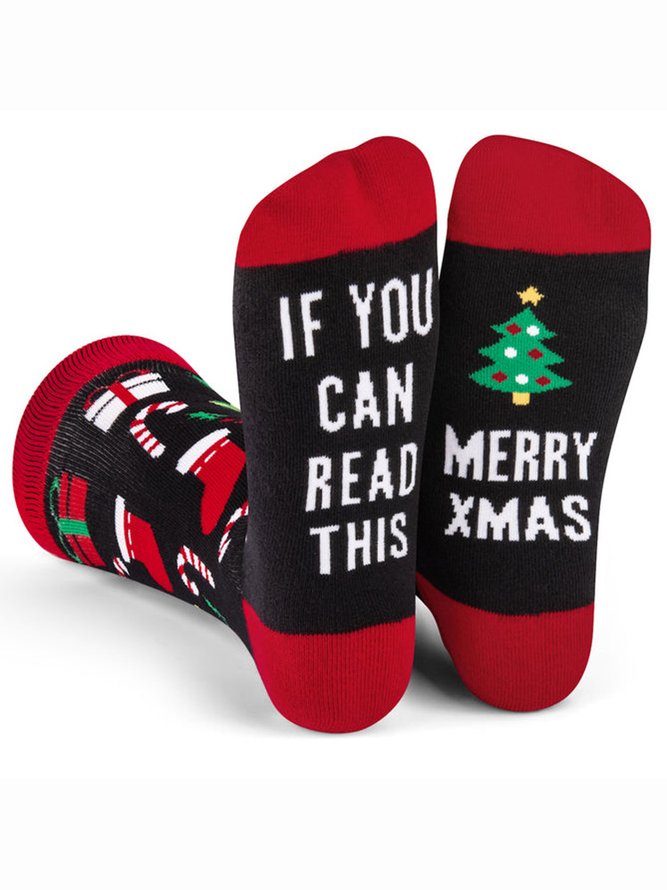 Wish You A Merry Christmas Over The Calf Socks
