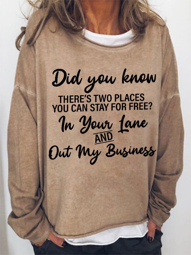 Women Places You Can Stay For Free Cotton-Blend Simple Sweatshirts
