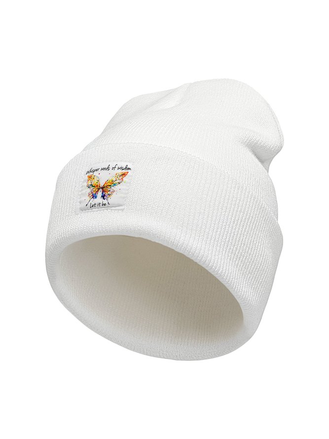 Whisper Words Of Wisdom Let It Be Butterfly Animal Graphic Beanie Hat