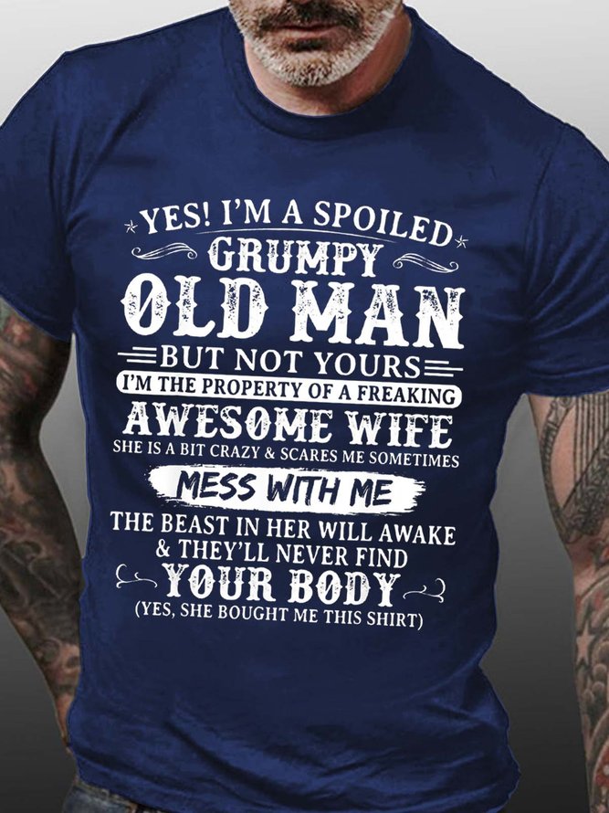 Men Grumpy Old Man Awesome Wife Mess With Me Casual T-Shirt