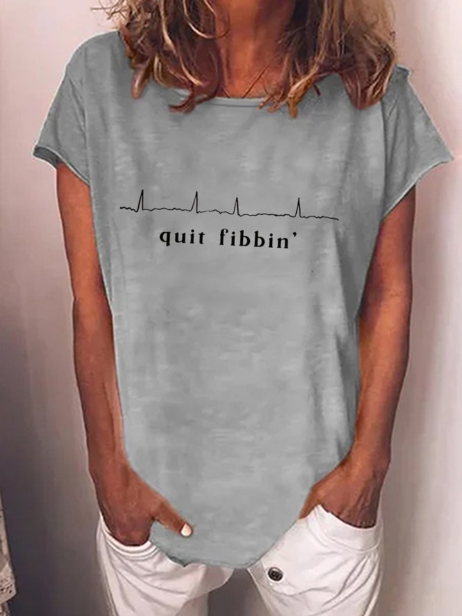 Women's Quit Fibbin' ECG Funny Casual Loose T-Shirt