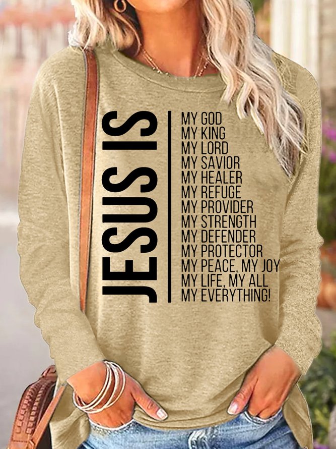 Women's Jesus Is My God Crew Neck Long Sleeve Top