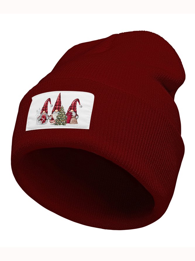 Christmas Gnome With Christmas Tree Christmas Graphic Beanie Hat