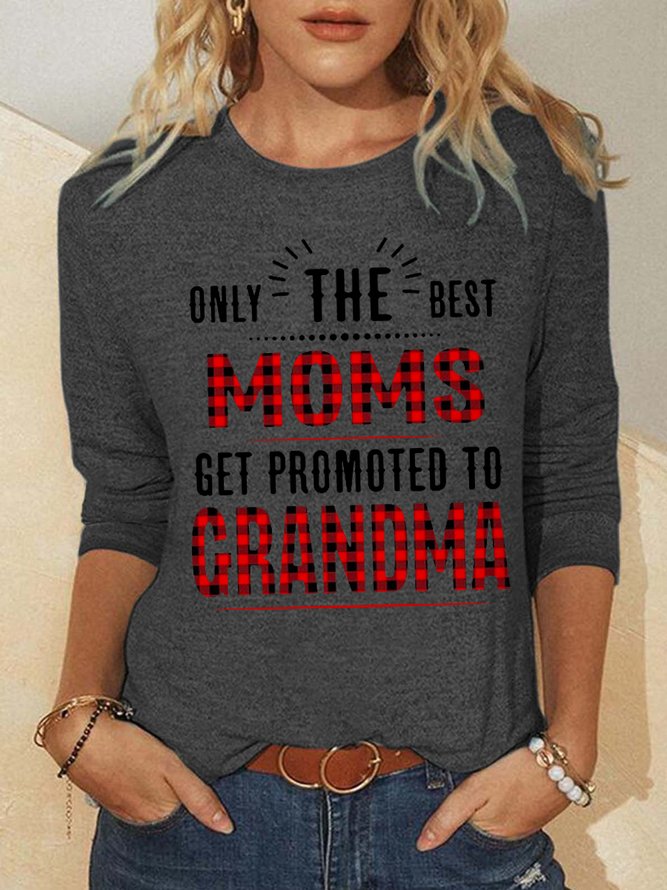 Women Only The Best Moms Get Promoted To Grandma Plaid Regular Fit Long sleeve Tops